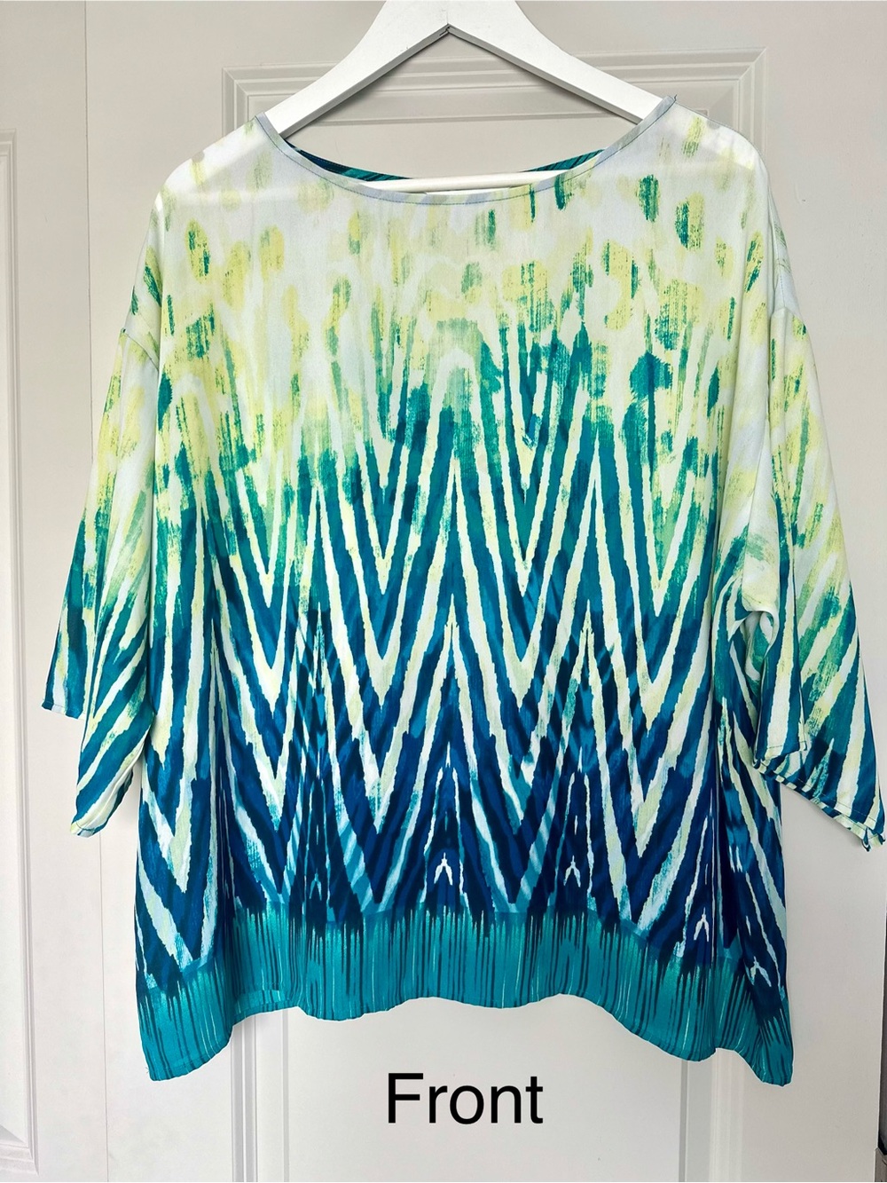 Christopher & Banks Green and Teal Brushstroke Top